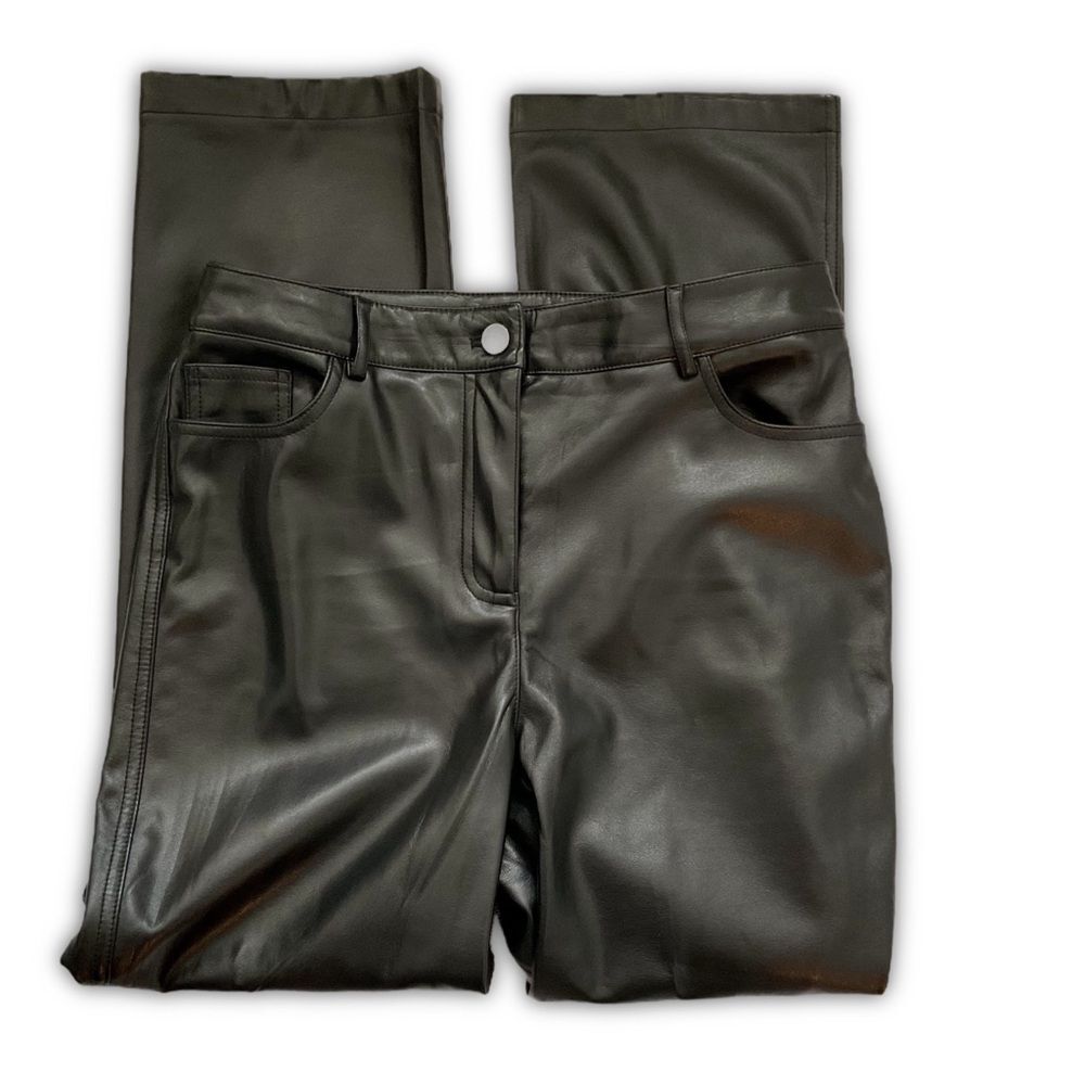 Maison Cinqcent Faux Leather Straight-Leg Black Pants Women’s Size 8